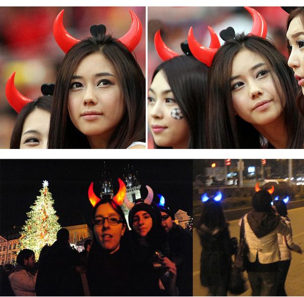 

halloween led devil horns lights cheering rave toys flashing hair clip headband light-emitting hairpin decoration