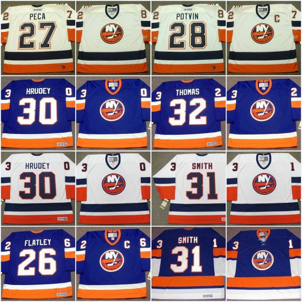 

New York Islanders Jersey 23 BOB NYSTROM 1982 27 JOHN TONELLI 27 MICHAEL PECA 28 FELIX POTVIN Vintage Hockey Jerseys