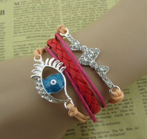10pcs fashion turkey eyes bowknot rhinestone multi-strand wax rope bracelet, Golden;silver
10pcs fashion turkey eyes bowknot rhinestone multi-strand wax rope bracelet, Golden;silver