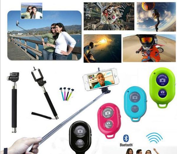 

3 in 1 kit set bluetooth remote shutter phone clip camera mobil phone selfie stick monopod for ios samsung android with retail box