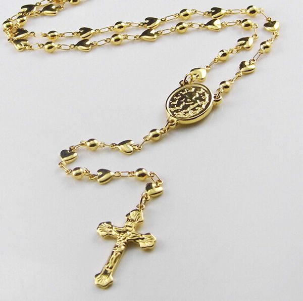 sweet style 5 mm women&girls'gift gold rosary necklace stainless steel religous jusus cross beads hearts crucifix, Silver
sweet style 5 mm women&girls'gift gold rosary necklace stainless steel religous jusus cross beads hearts crucifix, Silver