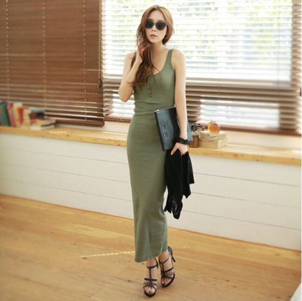 women's summer cotton long dress women maxi u neck sleeveless button close slim dress, Black;gray
women's summer cotton long dress women maxi u neck sleeveless button close slim dress, Black;gray