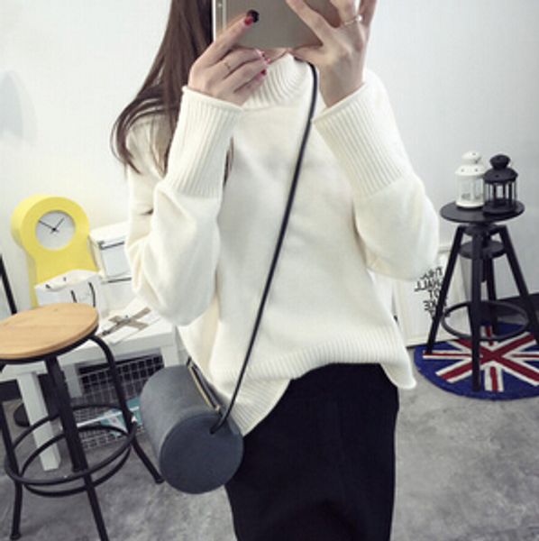 wholesale- short paragraph high collar white sweater female autumn and winter korean loose bottom line sweater thickening, White;black
wholesale- short paragraph high collar white sweater female autumn and winter korean loose bottom line sweater thickening, White;black