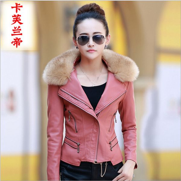 wholesale-women's leather jacket new autumn and winter short small motorcycle leather collar nagymaros coat, Black
wholesale-women's leather jacket new autumn and winter short small motorcycle leather collar nagymaros coat, Black
