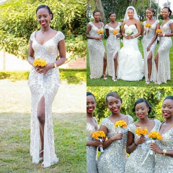 silver sequins long bridesmaid dresses 2016 spring v neck women cap sleeves split evening dresses formal party gowns prom dresses, White;pink
silver sequins long bridesmaid dresses 2016 spring v neck women cap sleeves split evening dresses formal party gowns prom dresses, White;pink