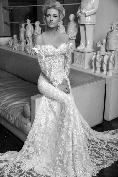 vintage lace long sleeve wedding dresses 2016 off shoulder mermaid bridal gowns see through backless wedding dresses vestidos custom made, White
vintage lace long sleeve wedding dresses 2016 off shoulder mermaid bridal gowns see through backless wedding dresses vestidos custom made, White