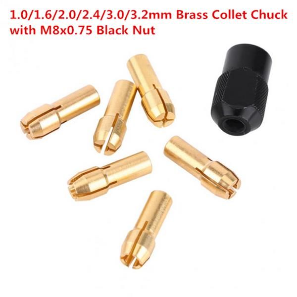 6pcs 1-3.2mm brass drill collet chucks with m8x0.75mm black nut dremel rotary tool accessories
6pcs 1-3.2mm brass drill collet chucks with m8x0.75mm black nut dremel rotary tool accessories