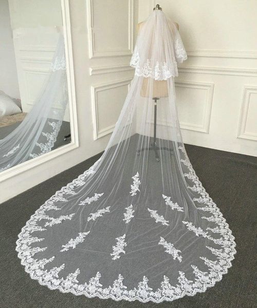 saling 2t lace applique edge appliques with comb lvory white wedding veil cathedral bridal veils 3m length, Black 
saling 2t lace applique edge appliques with comb lvory white wedding veil cathedral bridal veils 3m length, Black