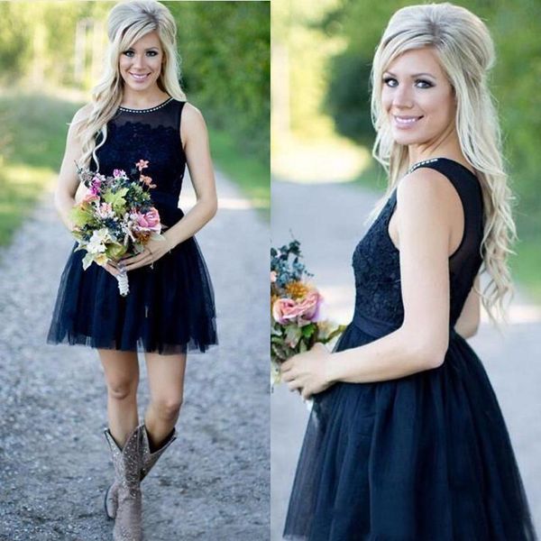 modest country bridesmaid dresses dark navy above knee length lace dress beaded sheer scoop neck sleeveless sheer back zipper up tulle, White;pink
modest country bridesmaid dresses dark navy above knee length lace dress beaded sheer scoop neck sleeveless sheer back zipper up tulle, White;pink