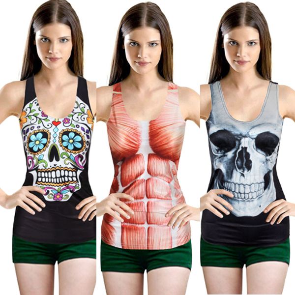 wholesale-women's tank vest printed blouse punk party clubwear t-shirt sale, Black;white
wholesale-women's tank vest printed blouse punk party clubwear t-shirt sale, Black;white