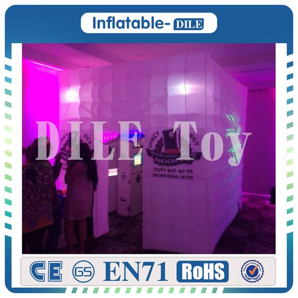 2.4x2.4x2.4m Led Lighting Inflatable P Booth One Opening P Booth Tent For Party Wedding