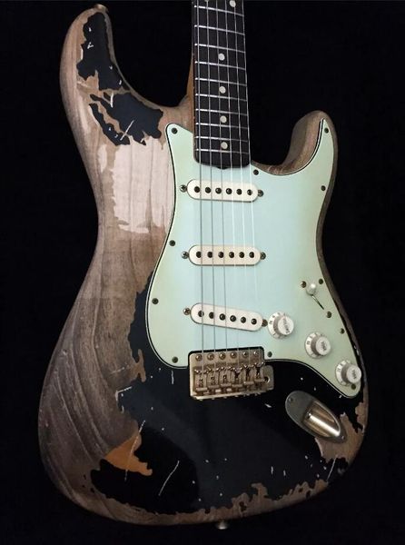 

custom shop john mayer tribute strat black 1 john cruz masterbuilt heavy relic st electric guitar nitrolacquer paint, aged chrome hardware