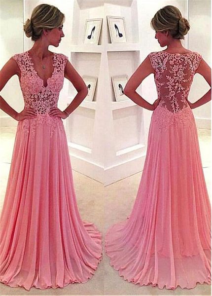 elegant tulle & chiffon v-neck neckline see-through a-line evening dresses with lace appliques pink chiffon prom dress illusion back, Black
elegant tulle & chiffon v-neck neckline see-through a-line evening dresses with lace appliques pink chiffon prom dress illusion back, Black