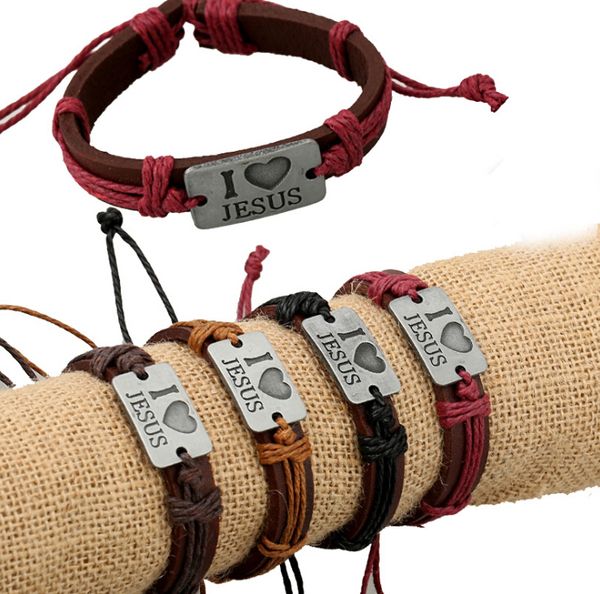 wholesale-new fashion leather strap bracelets & bangles vintage i love jesus rope leather bracelet for women men, Golden;silver
wholesale-new fashion leather strap bracelets & bangles vintage i love jesus rope leather bracelet for women men, Golden;silver