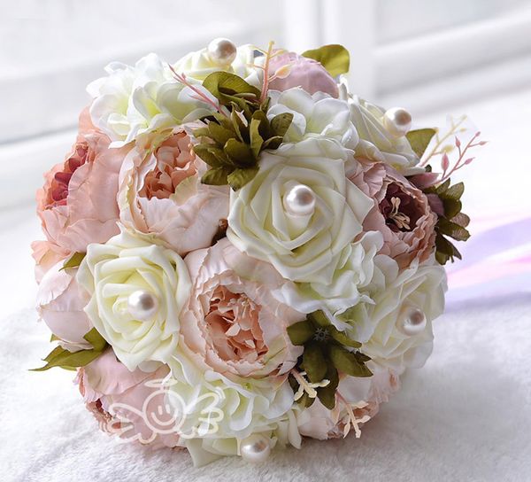 

Шоколад розовый пион искусственный свадебный цветок свадебный букет цветы сваде