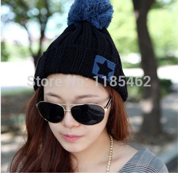 wholesale-roll-up hem ultralarge bulb pentagram wool knitted hat winter women accessories five-pointed star pompon beanie caps, Blue;gray
wholesale-roll-up hem ultralarge bulb pentagram wool knitted hat winter women accessories five-pointed star pompon beanie caps, Blue;gray