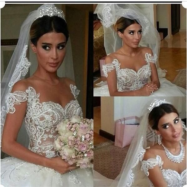 vintage wedding dresses sheer neck short sleeve appliqued ball back gowns sweep train bridal gowns, White
vintage wedding dresses sheer neck short sleeve appliqued ball back gowns sweep train bridal gowns, White