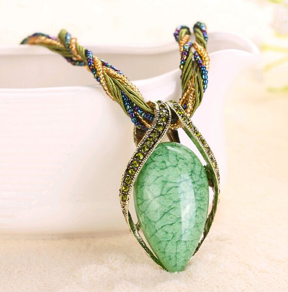17colors gem stone teardrop crystal pendant necklaces hollow out china style national bead and rope chain jewelry 5pcs, Silver
17colors gem stone teardrop crystal pendant necklaces hollow out china style national bead and rope chain jewelry 5pcs, Silver