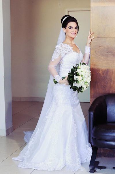 mermaid wedding dresses 2016 full sleeves lace mermaid custom made sweetheart vintage sweep train long hollow back bridal gowns, White
mermaid wedding dresses 2016 full sleeves lace mermaid custom made sweetheart vintage sweep train long hollow back bridal gowns, White