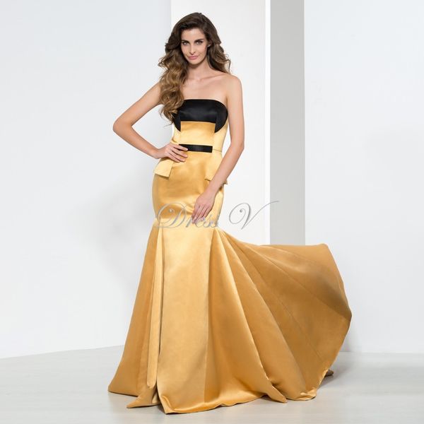 2019 Gold And Black Plus Size Mermaid Evening Dresses Designer Formal Dress Strapless Satin Party Gowns Prom Dress Court Train Custom Made
2019 Gold And Black Plus Size Mermaid Evening Dresses Designer Formal Dress Strapless Satin Party Gowns Prom Dress Court Train Custom Made