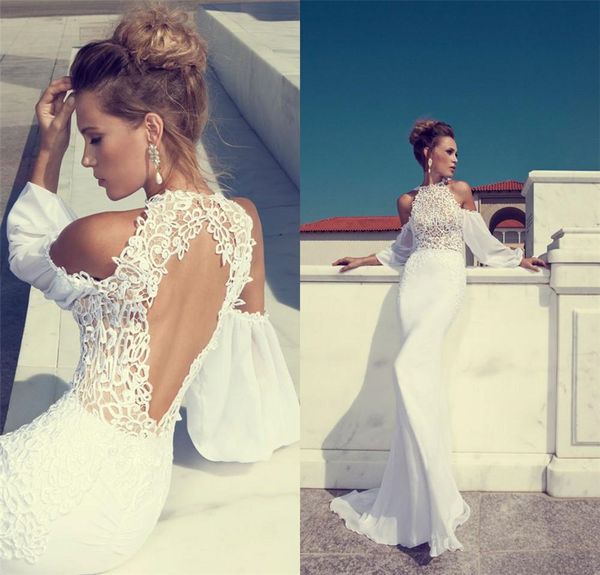 Длинные рукава Русалка Свадебные полые задние свадебные платья Весна шифон на за
Длинные рукава Русалка Свадебные полые задние свадебные платья Весна шифон на за