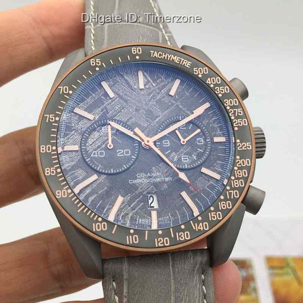 2016 fashion Brand men watches Dial GREY SIDE OF THE MOON METEORITE Quartz Chronograph Mens Watch