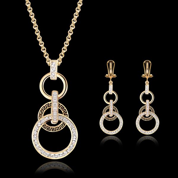 earrings necklace jewelry set women luxury fashion rhienstone 18k gold plated alloy circles wedding jewelry 2-piece set wholesale js095, Silver
earrings necklace jewelry set women luxury fashion rhienstone 18k gold plated alloy circles wedding jewelry 2-piece set wholesale js095, Silver