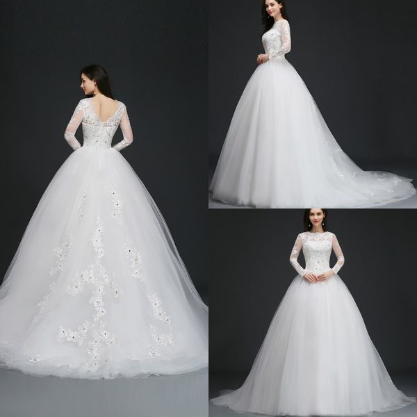 stock ball gown wedding dresses long sleeves sheer jewel neck dubai wedding gowns with appliques crystal backless vestido de novia best, White
stock ball gown wedding dresses long sleeves sheer jewel neck dubai wedding gowns with appliques crystal backless vestido de novia best, White
