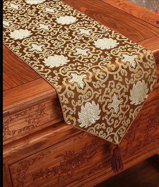 happy flower long damask table runners christmas wedding party table decoration silk satin tablecloth 230x 33cm