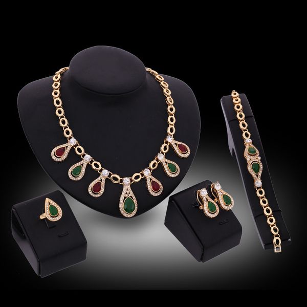 necklaces earrings bracelets rings jewelry sets fashion luxury zircon 18k gold plated water drop style wedding 4-piece set jewelry js126, Slivery;golden
necklaces earrings bracelets rings jewelry sets fashion luxury zircon 18k gold plated water drop style wedding 4-piece set jewelry js126, Slivery;golden