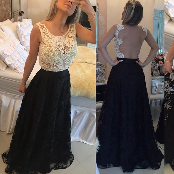 scoop neck evening gowns ivory and black sleeveless floor length prom dresses illusion back with pearls vestidos para festa
scoop neck evening gowns ivory and black sleeveless floor length prom dresses illusion back with pearls vestidos para festa