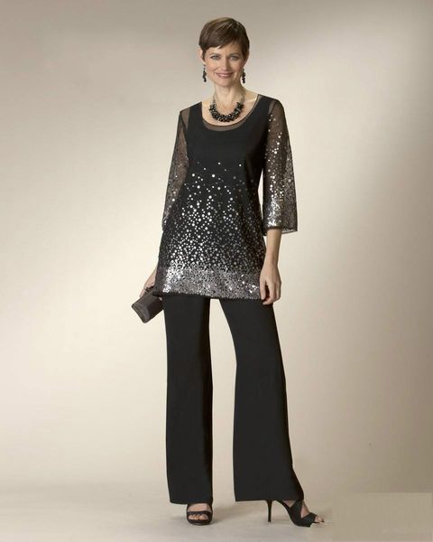 chiffon three pieces mother of the bride pant suits sequins elegant 3/4 long sleeve evening dress mother of bride dress, Black;red
chiffon three pieces mother of the bride pant suits sequins elegant 3/4 long sleeve evening dress mother of bride dress, Black;red