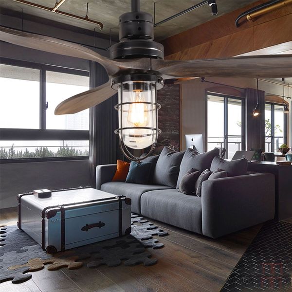 52-дюймовый светодиодный чердак железный потолочный вентилятор деревянный лист античный вентилятор свет вентилятор люстра с пультом дистанци