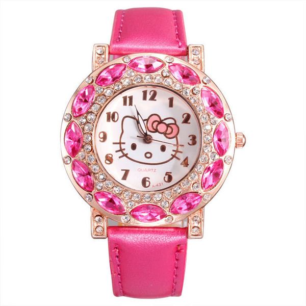 Fashion Women Girl Hello kitty KT cat style Big crystal Leather strap Quartz Wrist Watch
Fashion Women Girl Hello kitty KT cat style Big crystal Leather strap Quartz Wrist Watch