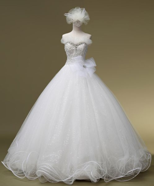 beaded crystal organza ball gown wedding dress with ruffles lace up 2016 floor length bridal gowns, White
beaded crystal organza ball gown wedding dress with ruffles lace up 2016 floor length bridal gowns, White