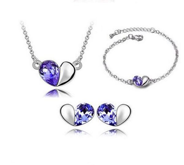 austrian crystal heart 925 silver plated pendant necklace earrings and bracelet for woman fashion jewelry set, Golden;silver
austrian crystal heart 925 silver plated pendant necklace earrings and bracelet for woman fashion jewelry set, Golden;silver