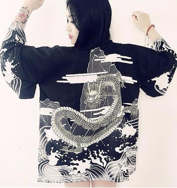 vintage japanese harajuku style waves and wind dragon japanese kimono print chiffon cardigan summer sun, Black;brown
vintage japanese harajuku style waves and wind dragon japanese kimono print chiffon cardigan summer sun, Black;brown