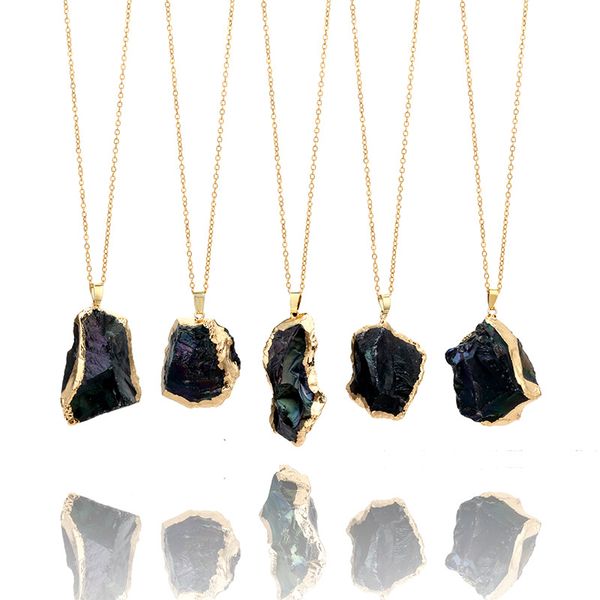 fashion black natural stone pendant necklace natural crystal original stone gold side necklace for women jewelry, Silver
fashion black natural stone pendant necklace natural crystal original stone gold side necklace for women jewelry, Silver