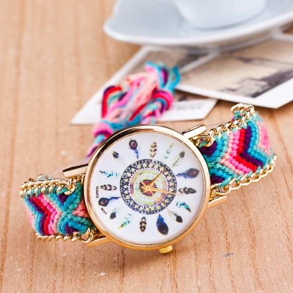 watch women handmade braided friendship bracelet watch feather handwoven wristwatch quarzt gold watch women dress watches, Slivery;brown
watch women handmade braided friendship bracelet watch feather handwoven wristwatch quarzt gold watch women dress watches, Slivery;brown