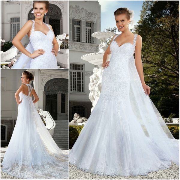 2019 Sexy Mermaid Wedding Dress With Wrap Sweetheart Court Train Ruffled Tulle Spaghetti Straps Beaded Appliques Vintage Wedding Gowns
2019 Sexy Mermaid Wedding Dress With Wrap Sweetheart Court Train Ruffled Tulle Spaghetti Straps Beaded Appliques Vintage Wedding Gowns