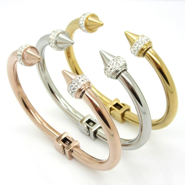 new arrive stainless steel conical arrows bracelet with diamond women's 18k rose goldcone nail cuff bracelets & bangle, Black
new arrive stainless steel conical arrows bracelet with diamond women's 18k rose goldcone nail cuff bracelets & bangle, Black