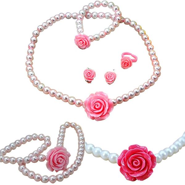 prettybaby girls necklace bracelet ring ear clips sets imitation pearls flower shape kids children jewelry 5 colors ing, Silver 
prettybaby girls necklace bracelet ring ear clips sets imitation pearls flower shape kids children jewelry 5 colors ing, Silver