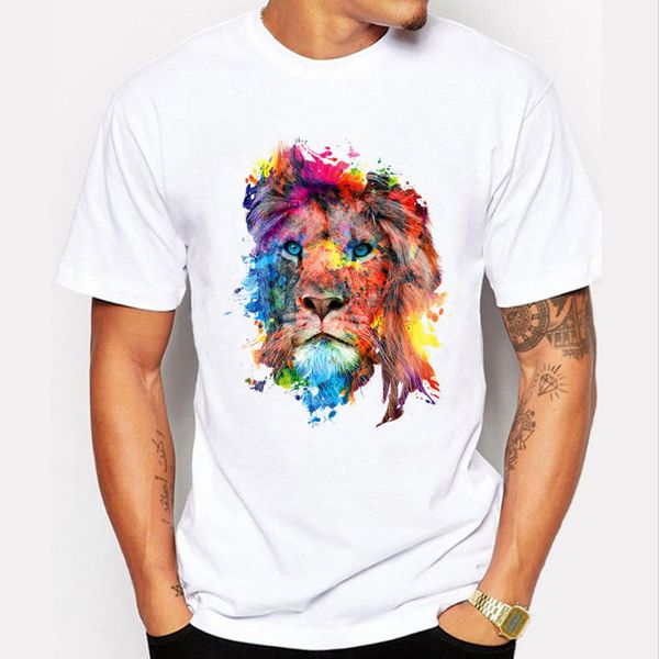 summer men tshirts colorful lion printed design pattern short sleeved white tees fashion, White;black
summer men tshirts colorful lion printed design pattern short sleeved white tees fashion, White;black
