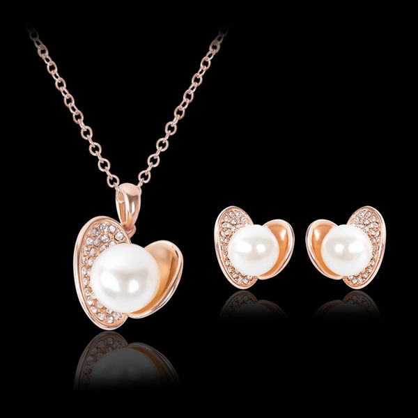 earrings necklace jewelry set exquisite elegant high grade rhinestone & pearl 18k gold plated heart style party jewelry 2-piece set js254, Silver
earrings necklace jewelry set exquisite elegant high grade rhinestone & pearl 18k gold plated heart style party jewelry 2-piece set js254, Silver