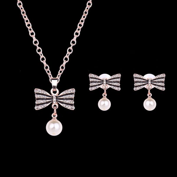 necklace earrings jewelry set elegant fashion women pearl & rhinestone 18k gold plated bowknots party jewelry 2-piece set wholesale js265, Silver
necklace earrings jewelry set elegant fashion women pearl & rhinestone 18k gold plated bowknots party jewelry 2-piece set wholesale js265, Silver