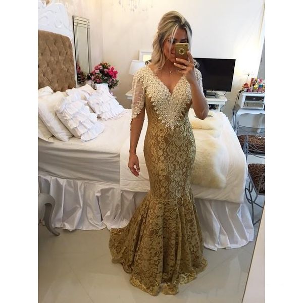 gold lace mermaid evening dresses 2020 v neck pearl long formal prom dresses with sleeves backless evening party gowns custom dresses, Black;red
gold lace mermaid evening dresses 2020 v neck pearl long formal prom dresses with sleeves backless evening party gowns custom dresses, Black;red