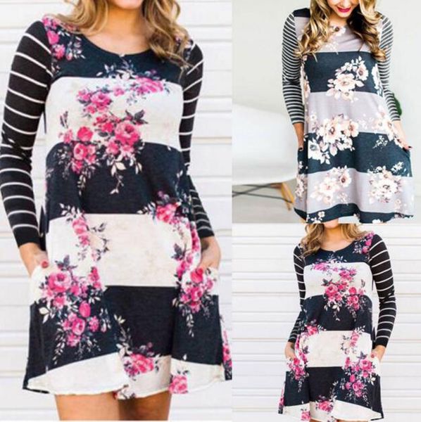 summer dress for women casual long sleeve loose t-shirt with floral printed knee length a-line dress, White
summer dress for women casual long sleeve loose t-shirt with floral printed knee length a-line dress, White