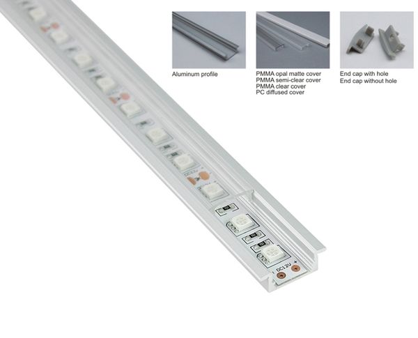 10 X 1m Sets/lot China Anodised Surface Mounted Aluminium Led Profile And Led Extrusion Profile For Flooring Or Recessed Wall Lights