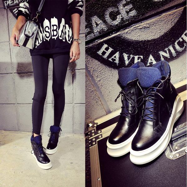 2016 fashion new white muffin bottom ankle boots lace up genuine leather platform causal boots black cowhide leather women winter warm boots
2016 fashion new white muffin bottom ankle boots lace up genuine leather platform causal boots black cowhide leather women winter warm boots