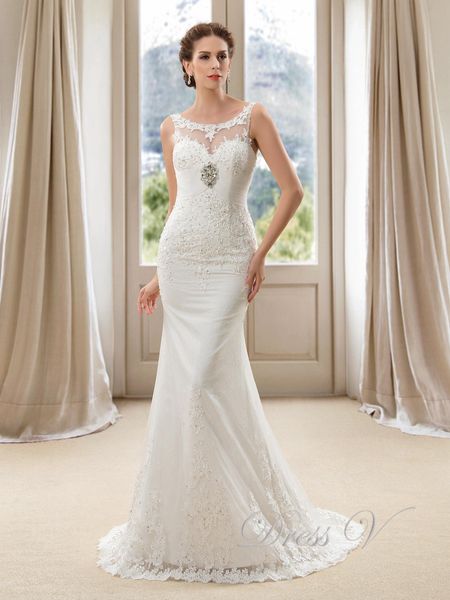 2019 Popular boho Scoop Neck Lace Mermaid Wedding Dress Court Train Lace-Up Appliques Beaded Bridal Gown Vestido de novia Custom Made